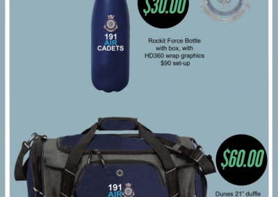 Water bottle and Duffle bag